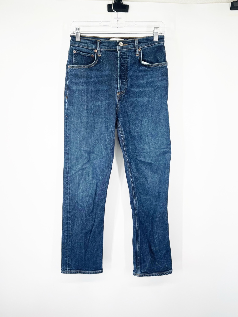 Agolde Riley High Rise Straight Crop Jeans Button Fly